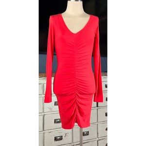 Anthropologie Sundry Ruched Longsleeve Dress XS